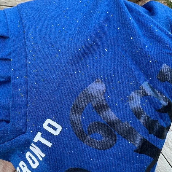 TORONTO BLUE JAYS New Era 5th & Ocean Blue Glitter Cotton T-shirt Women’s XS - Picture 5 of 9